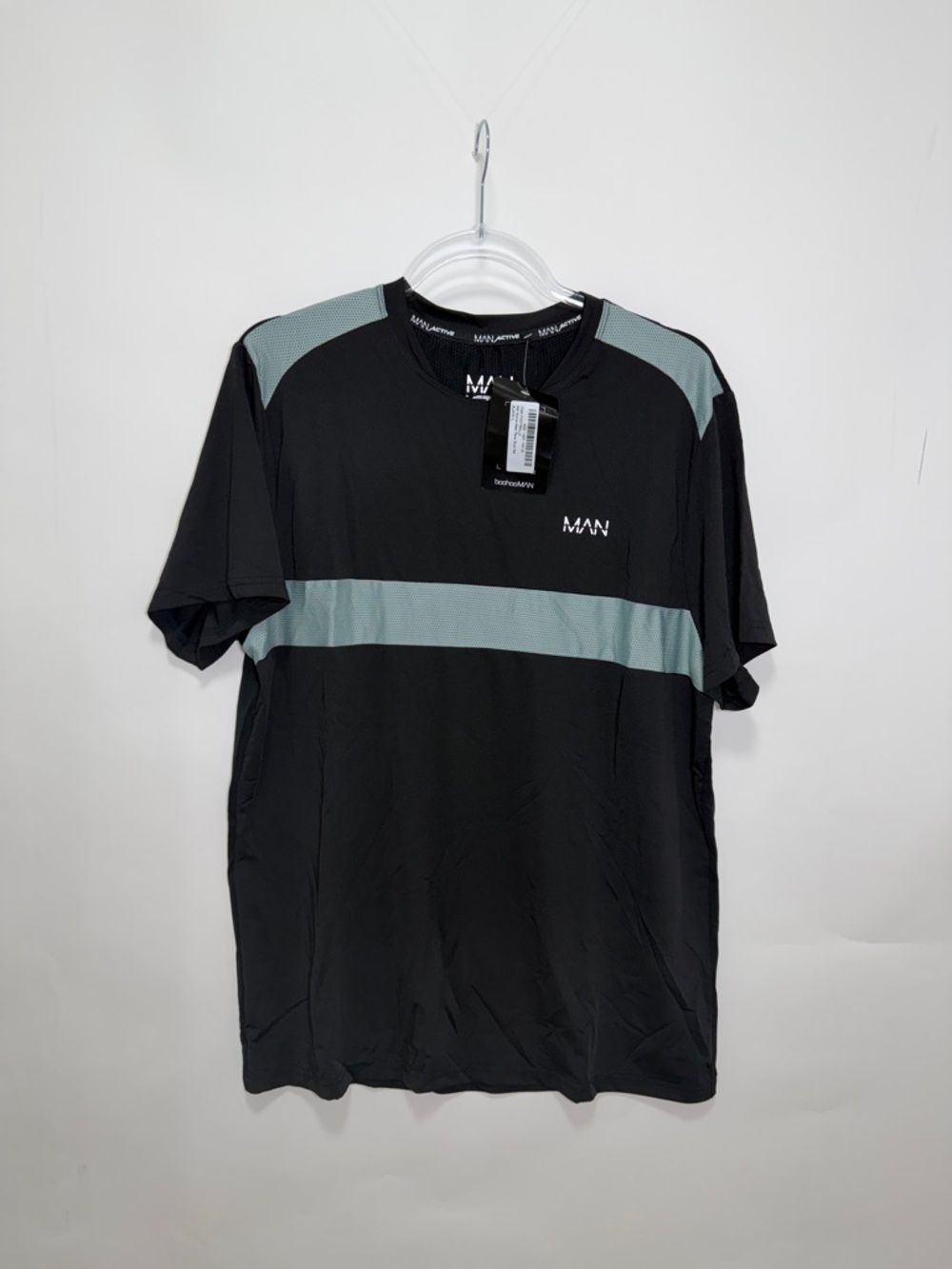 Black Tee with Sage-Green Stripe and Shorts Set